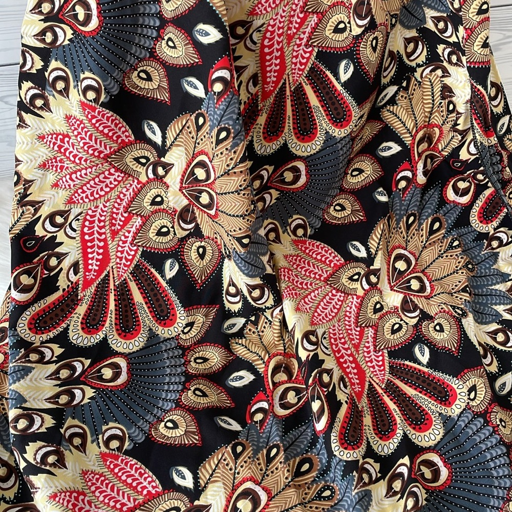 Feather Print Cross Strap Sleeveless High Waist Dress - Picture 10 of 14